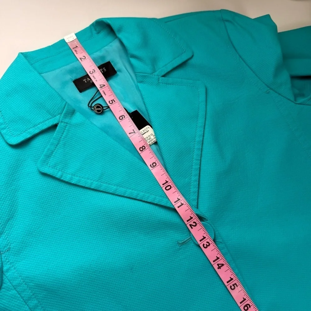 Talbots Blazer Womens 14 Blue Cotton Blend One Button Suit Jacket NWT